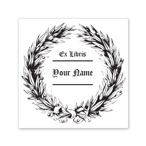 Olive Wreath Bookplate • Ex Libris Your Name • White Paper