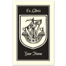 Armorial Ship Bookplate • Ex Libris Your Name • Natural Paper