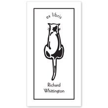 Cat Back Bookplate • Ex Libris Richard Whittington • White Paper