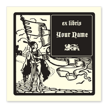 Boy with Flag Bookplate • Ex Libris Your Name • Natural Paper