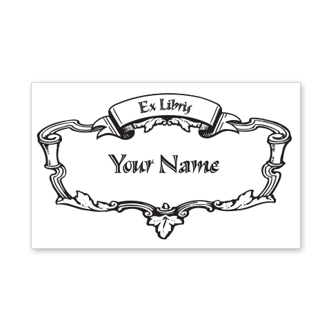 Scrolls & Leaves Bookplate • Ex Libris Your Name • White Paper
