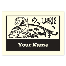 Fish and Scrolls Bookplate • Ex Libris Your Name • Natural Paper