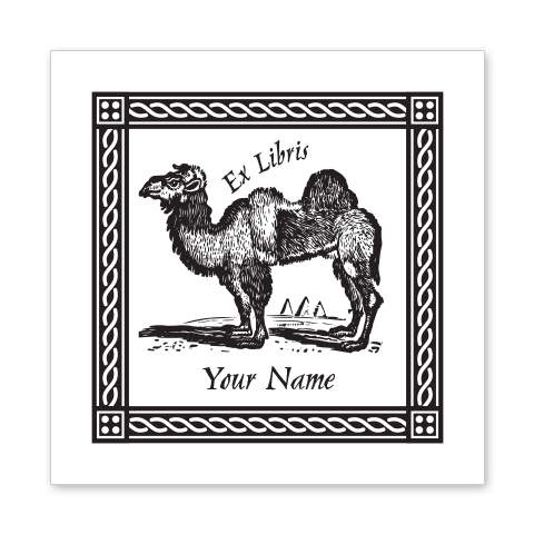 Bactrian Camel Bookplate • Ex Libris Your Name • White Paper