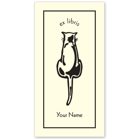 Cat Back Bookplate • Ex Libris Your Name • Natural Paper