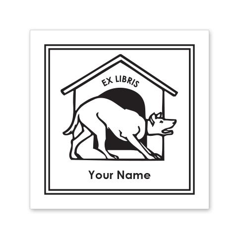 Dog House Bookplate • Ex Libris Your Name • White Paper