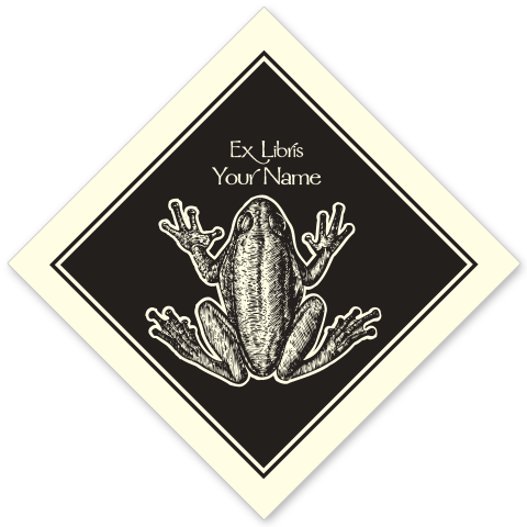Frog on Diamond Bookplate • Ex Libris Your Name • Natural Paper