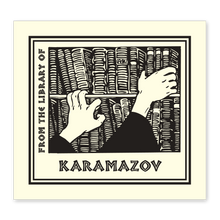 Bookshelf & Hands Bookplate • From the library of Karamazov • Natural Paper