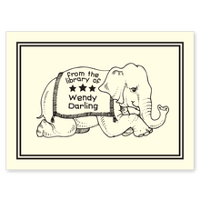 Literary Elephant Bookplate • From the library of Wendy Darling • Natural Paper
