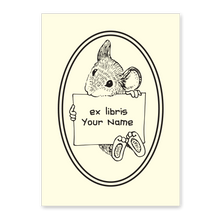 Bookish Mouse Bookplate • Ex Libris Your Name • Natural Paper