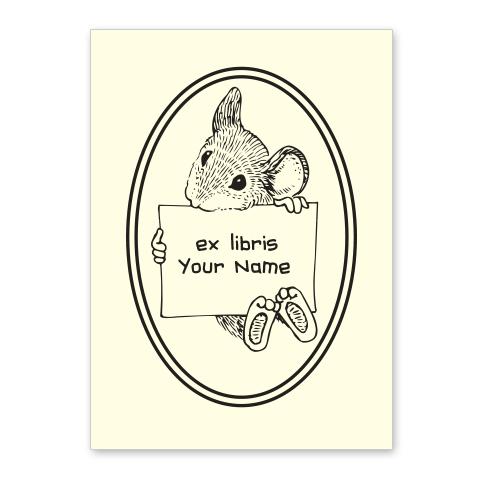 Bookish Mouse Bookplate • Ex Libris Your Name • Natural Paper